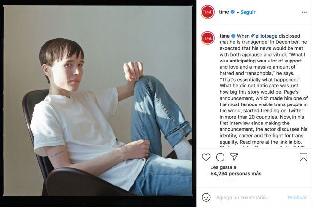 Elliot Page se muestra por primera vez como hombre transgénero