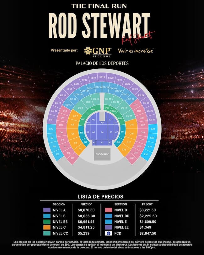 Rod Stewart en México - Mapa CDMX