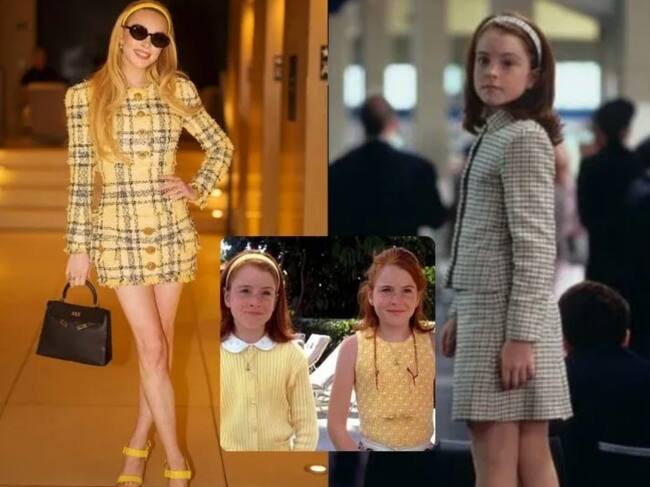 Lindsay Lohan utilizando un look inspirado en "Juego de Gemelas"