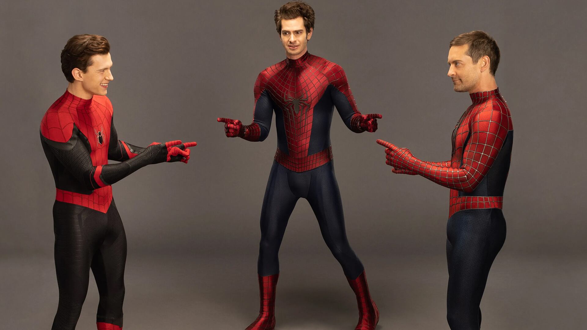 Tom Holland, Andrew Garfiel y Tobey Maguire en el rodaje de Spider-Man: No Way Home