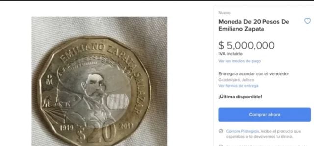 Moneda de 20 pesos de Emiliano Zapata