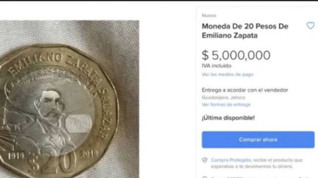 Moneda de 20 pesos de Emiliano Zapata