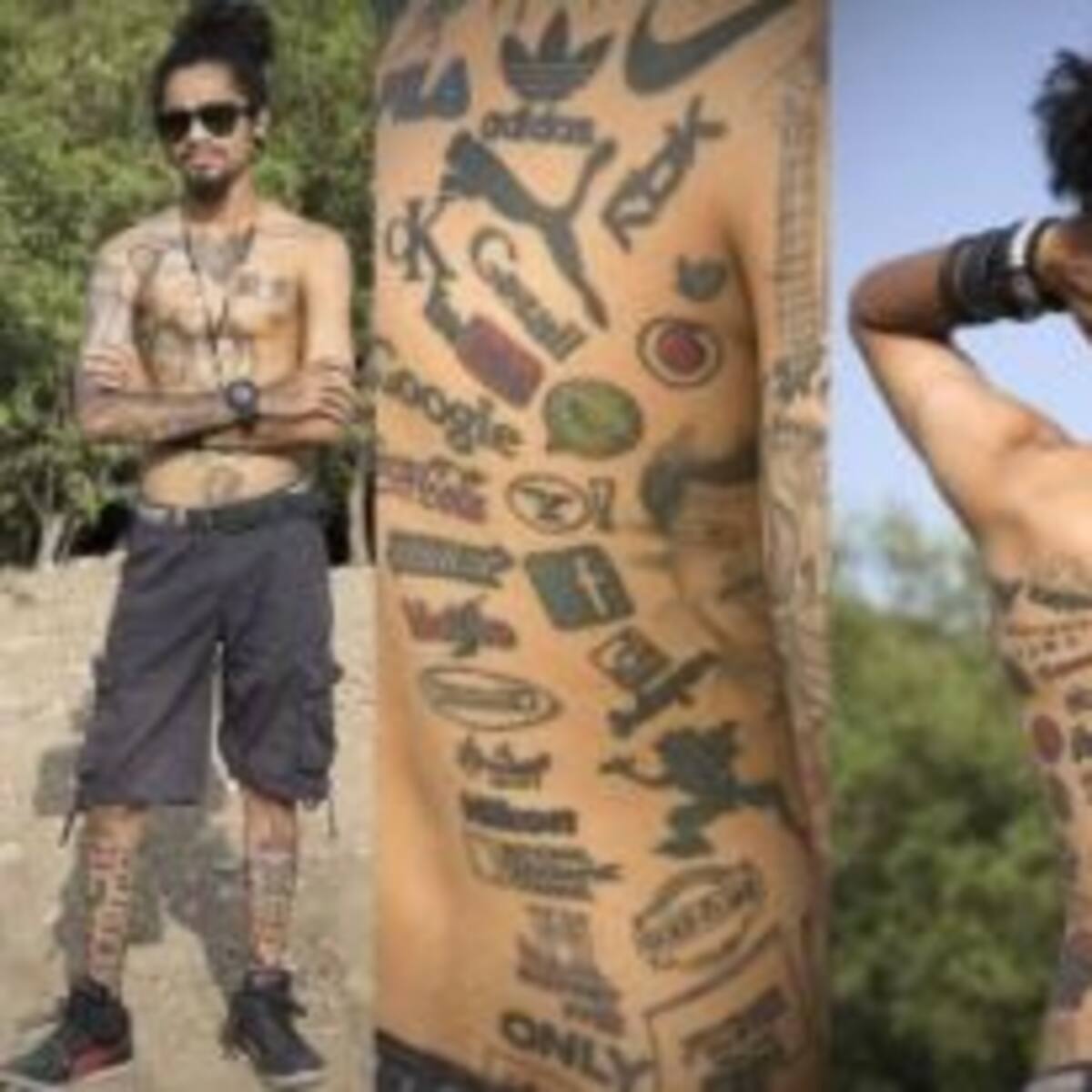 Tatúa su cuerpo con los logos de sus marcas favoritas
