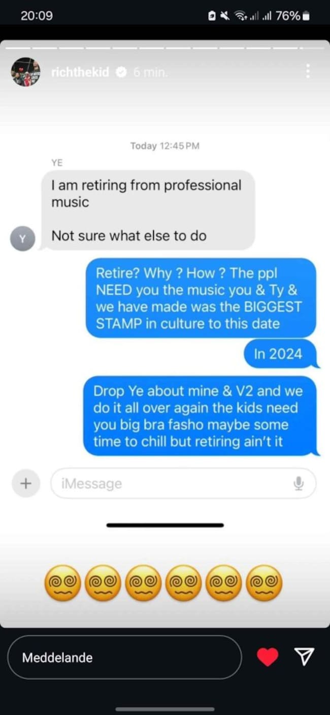 Conversación de Rich The Kid con Kanye West