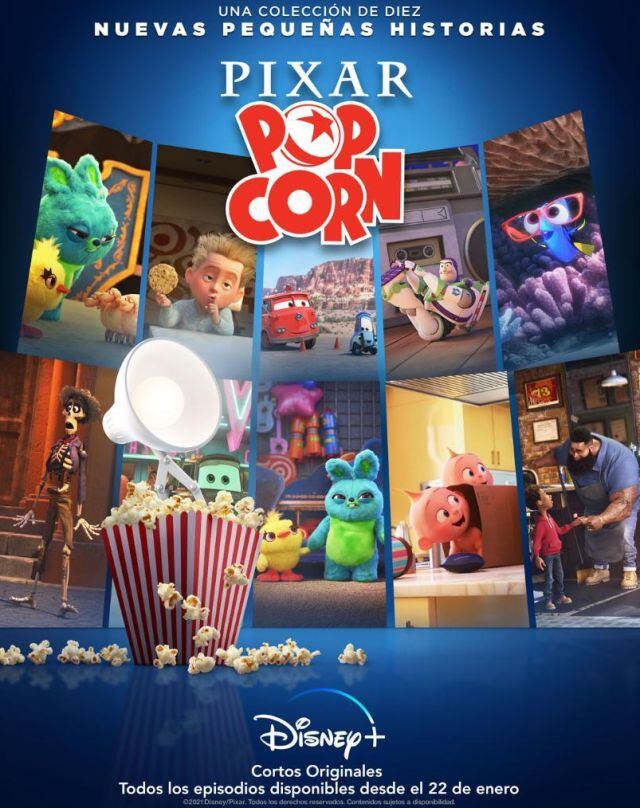 Poster oficial de Pixar Popcorn, nuevos cortometrajes animados para Disney+