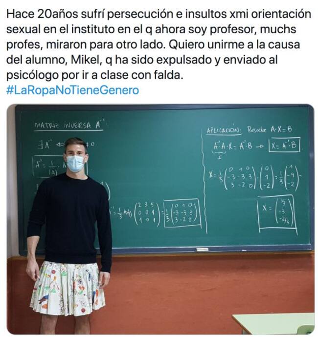 Maestros en toda España se han unido a la causa de dar clase en falda