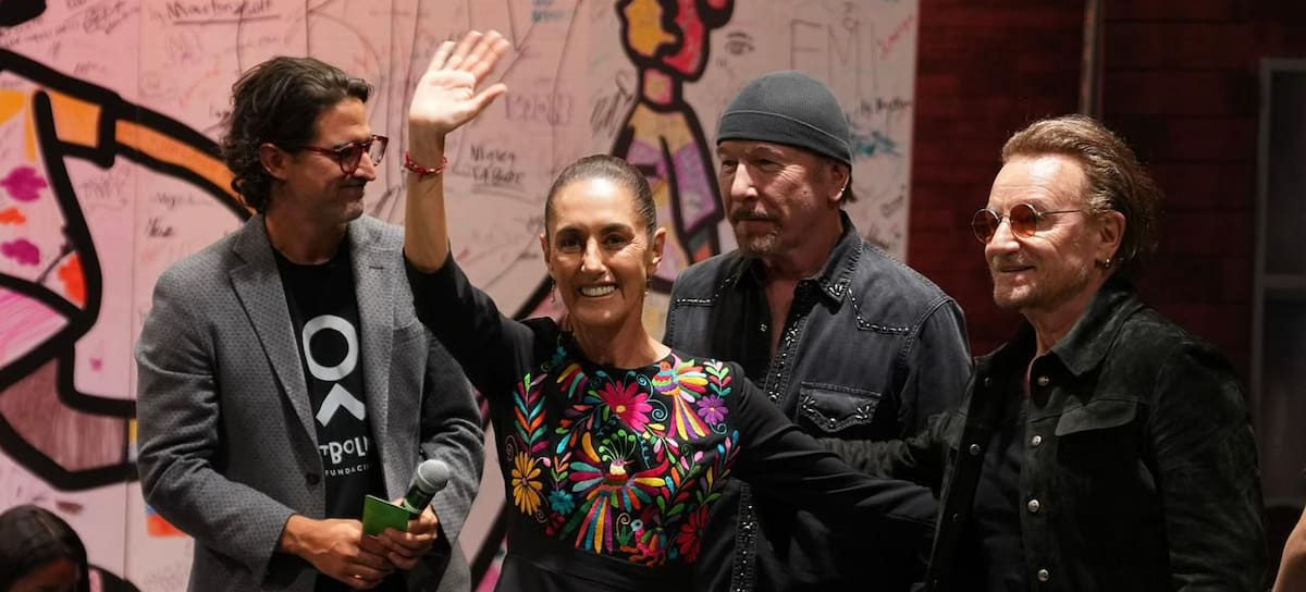 U2 se reúne con Claudia Sheinbaum, presidenta de México.
