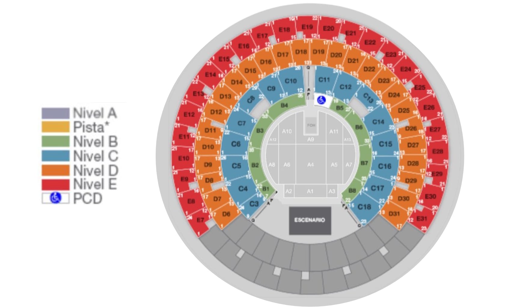 Mapa del Palacio de los Deportes para Babasónicos