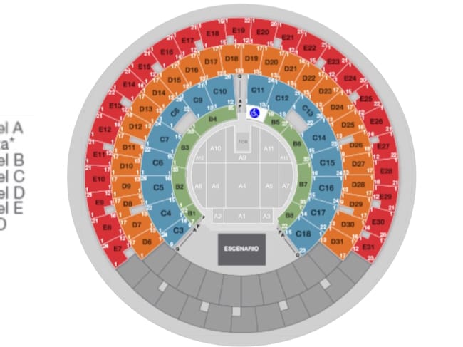 Mapa del Palacio de los Deportes para Babasónicos
