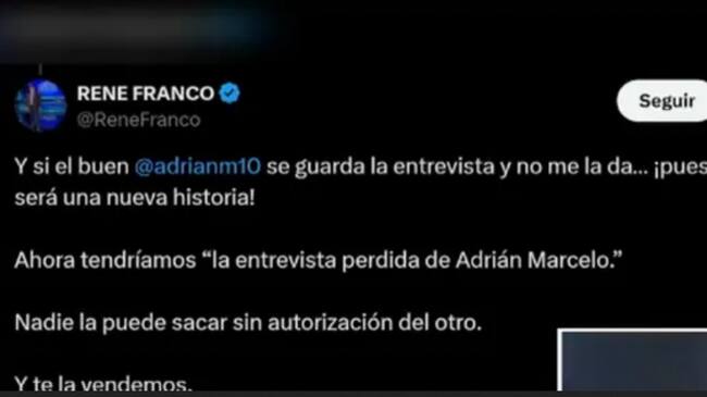 Rene Franco asegura que adrián marcelo no le quiere dar la entrevista que le hizo
