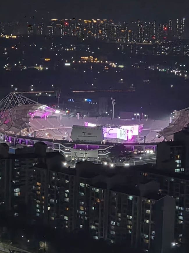 Montaje del concierto de BTS en Goyang, Seúl.