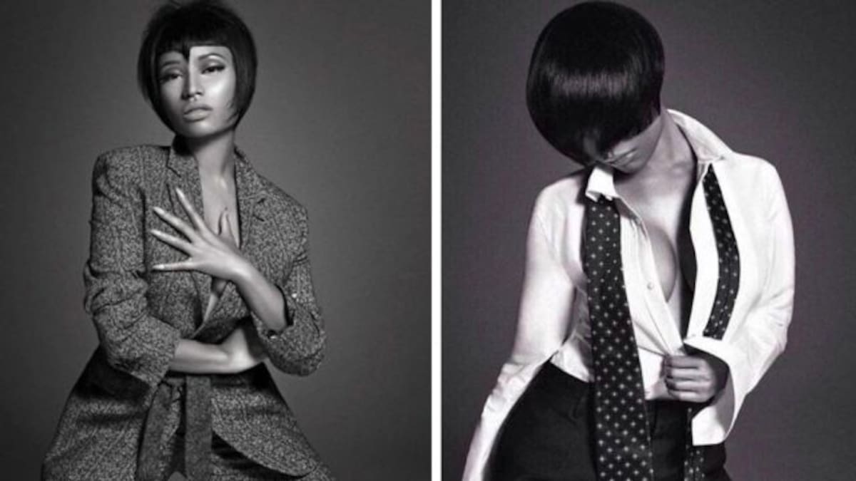 Nicki Minaj posando como hombre