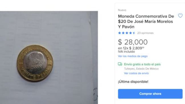 Moneda conmemorativa a José María Morelos y Pavón