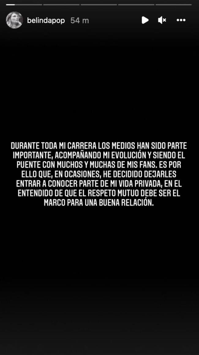 Comunicado Belinda a los medios
