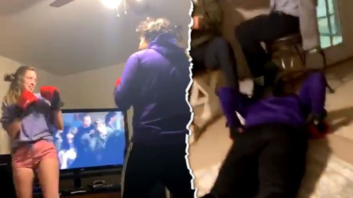 Se hace viral por noquear a su novio mientras jugaban al box