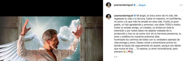 Amanda Miguel dedica mensaje de despedida a Diego Verdaguer