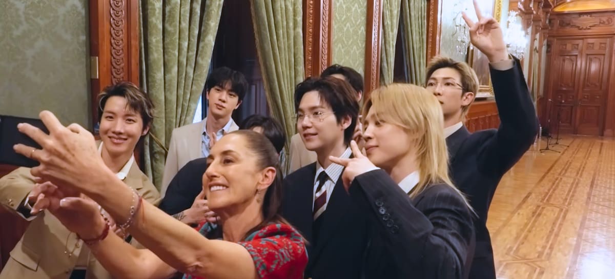 BTS con la presidenta de México, Claudia Sheinbaum.