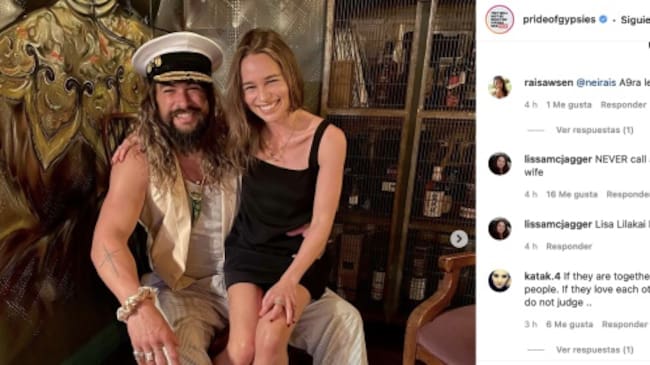 Acusan a Emilia Clarke de provocar el divorcio de Jason Momoa y Lisa Bonet