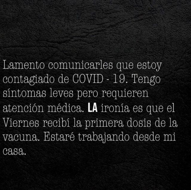 Alberto Ciurana había recibido la primera dosis contra el Covid-19 cinco días antes de contagiarse