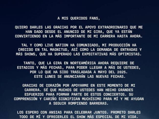 Por cuestión de espacio, Shakira habría cancelado algunas de sus presentaciones