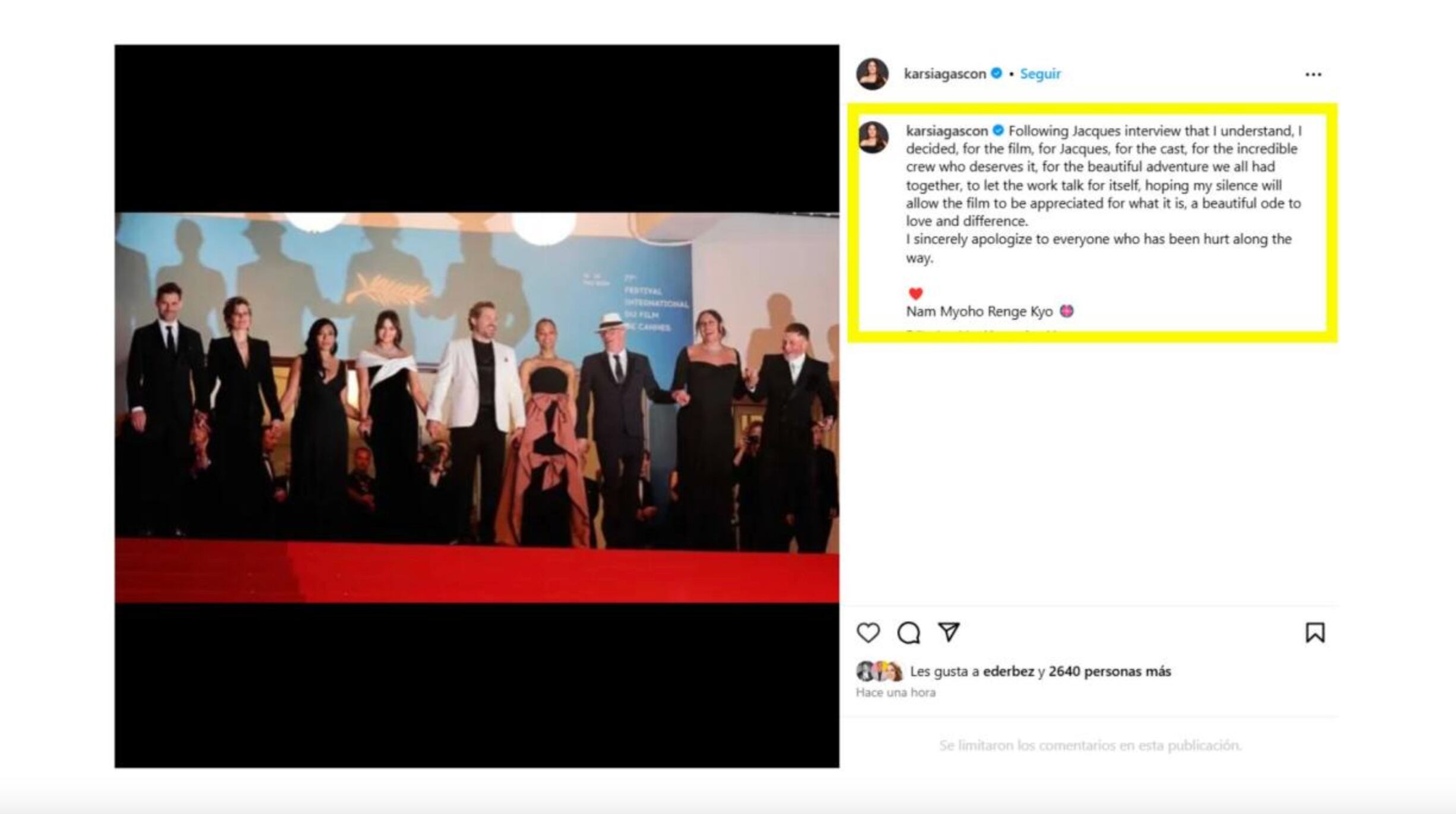 Karla Sofía Gascón pide perdon ante la polémica que ha generado con "Emilia Pérez"