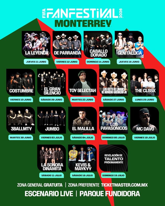 Lineup oficial del FIFA Fan Fest Monterrey 2026