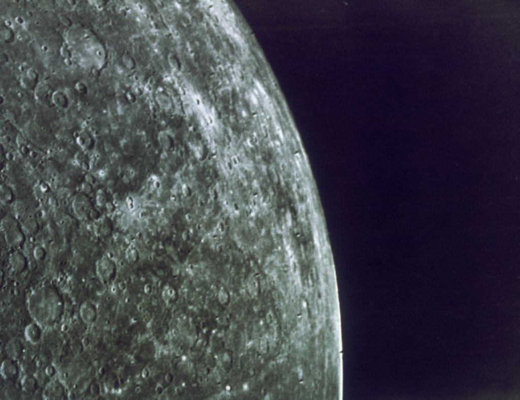 The surface of Mercury, as photographed by the Mariner 10 craft, circa 1974. (Photo by Space Frontiers/Hulton Archive/Getty Images)