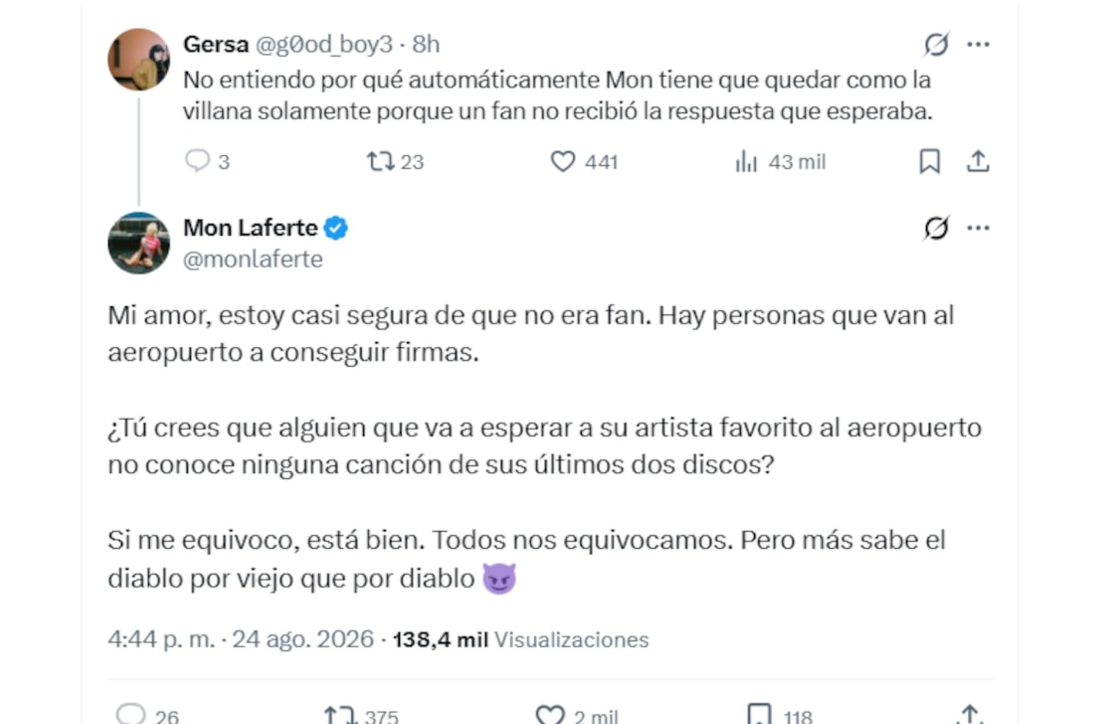 Polémica entre fan y Mon Laferte