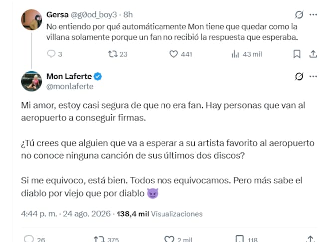 Polémica entre fan y Mon Laferte