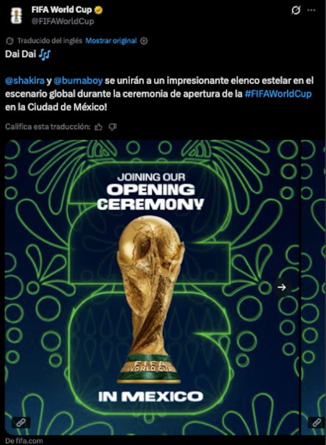 Shakira cantará en el mundial