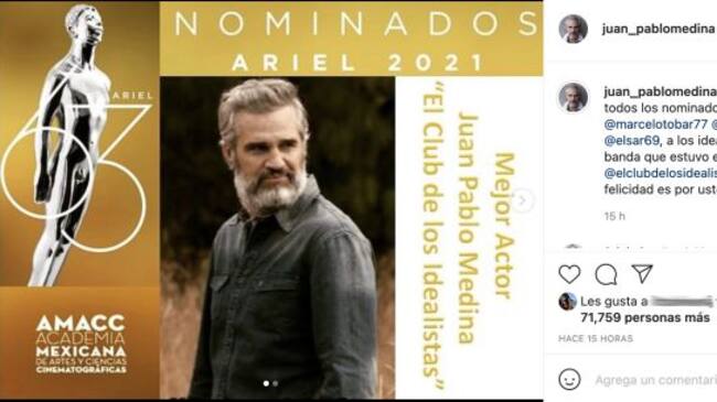 Juan Pablo Medina se muestra feliz por nominación al Ariel