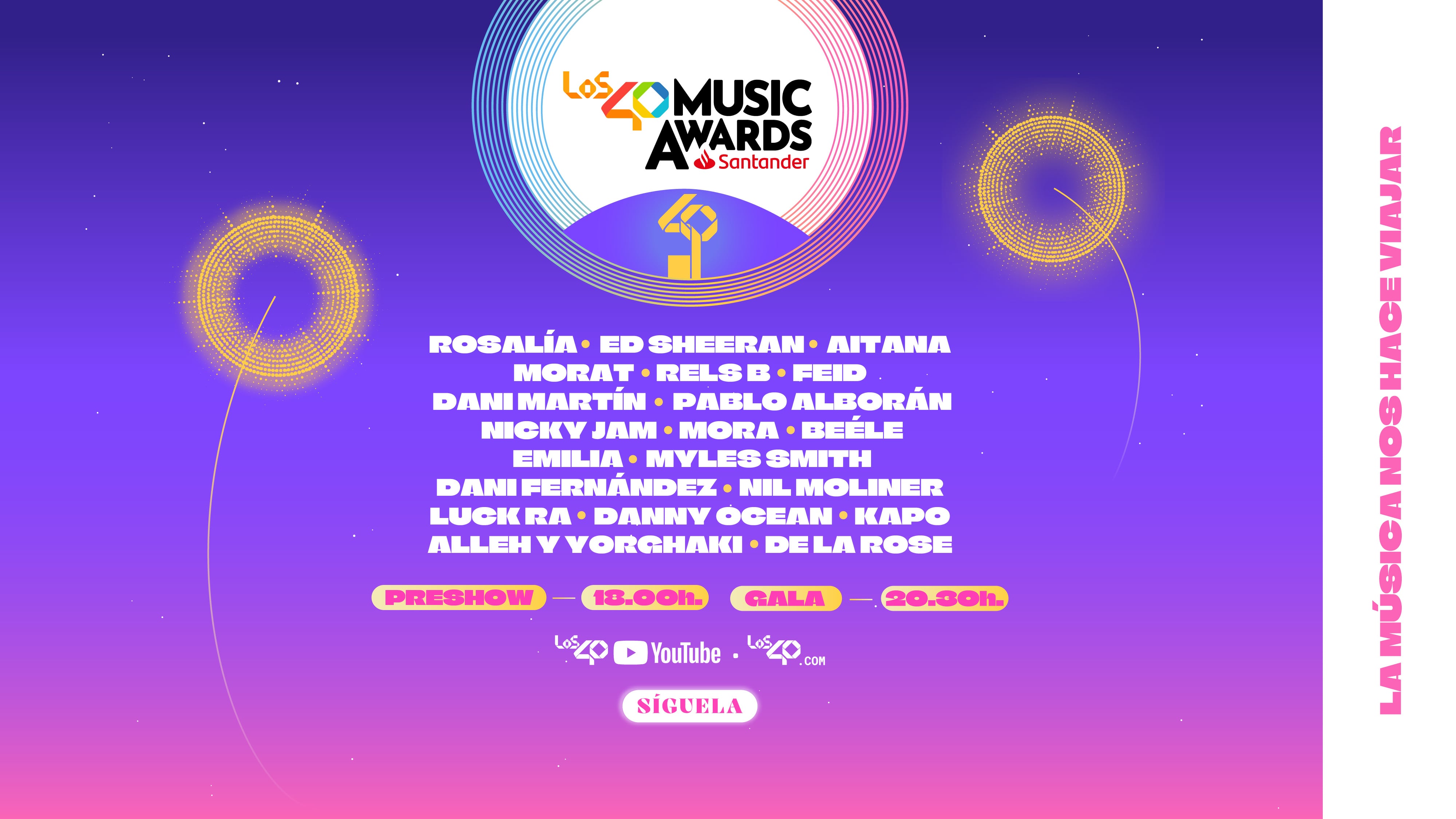 Cartel completo de LOS40 Music Awards Santander 2025. Todos los artistas que actuarán en Valencia el 7 de Noviembre.