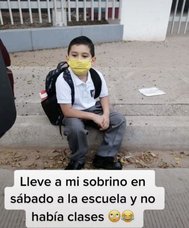 Le hizo el lunch, le compró un cubrebocas y lo llevó a la escuela... en sábado