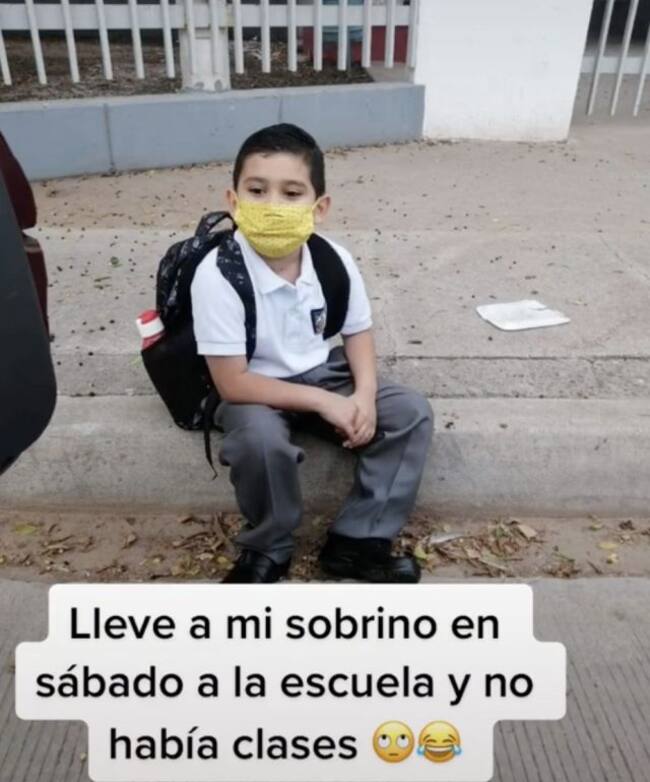 Le hizo el lunch, le compró un cubrebocas y lo llevó a la escuela... en sábado