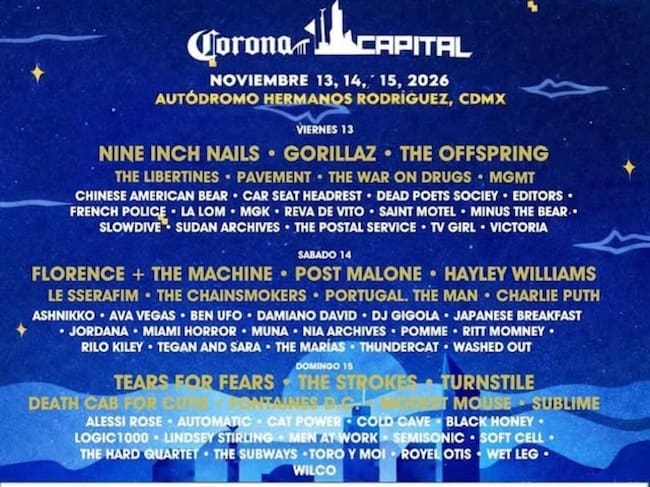 Cártel "tentativo" del Corona Capital 2026