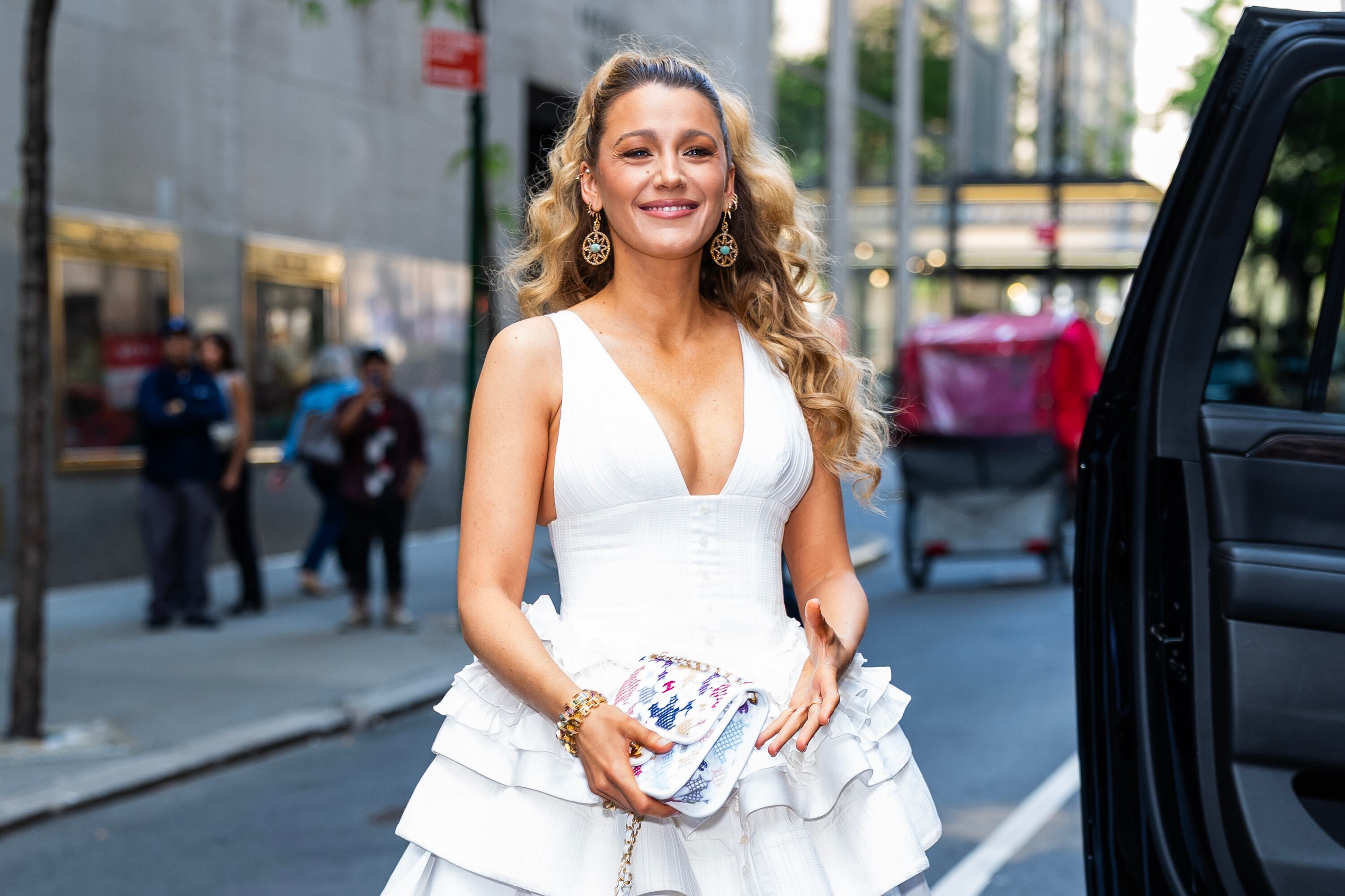 Blake Lively is seen in Midtown (Photo by TheStewartofNY/GC Images)