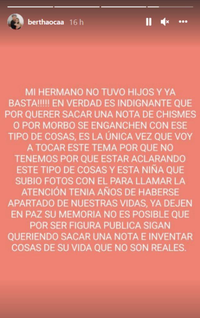 Hermana de Octavio Ocaña sale en su defensa luego de supuesto hijo no reconocido