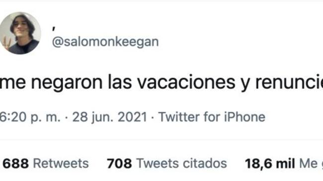 Joven colombiano renuncia a su trabajo porque no le dieron vacaciones