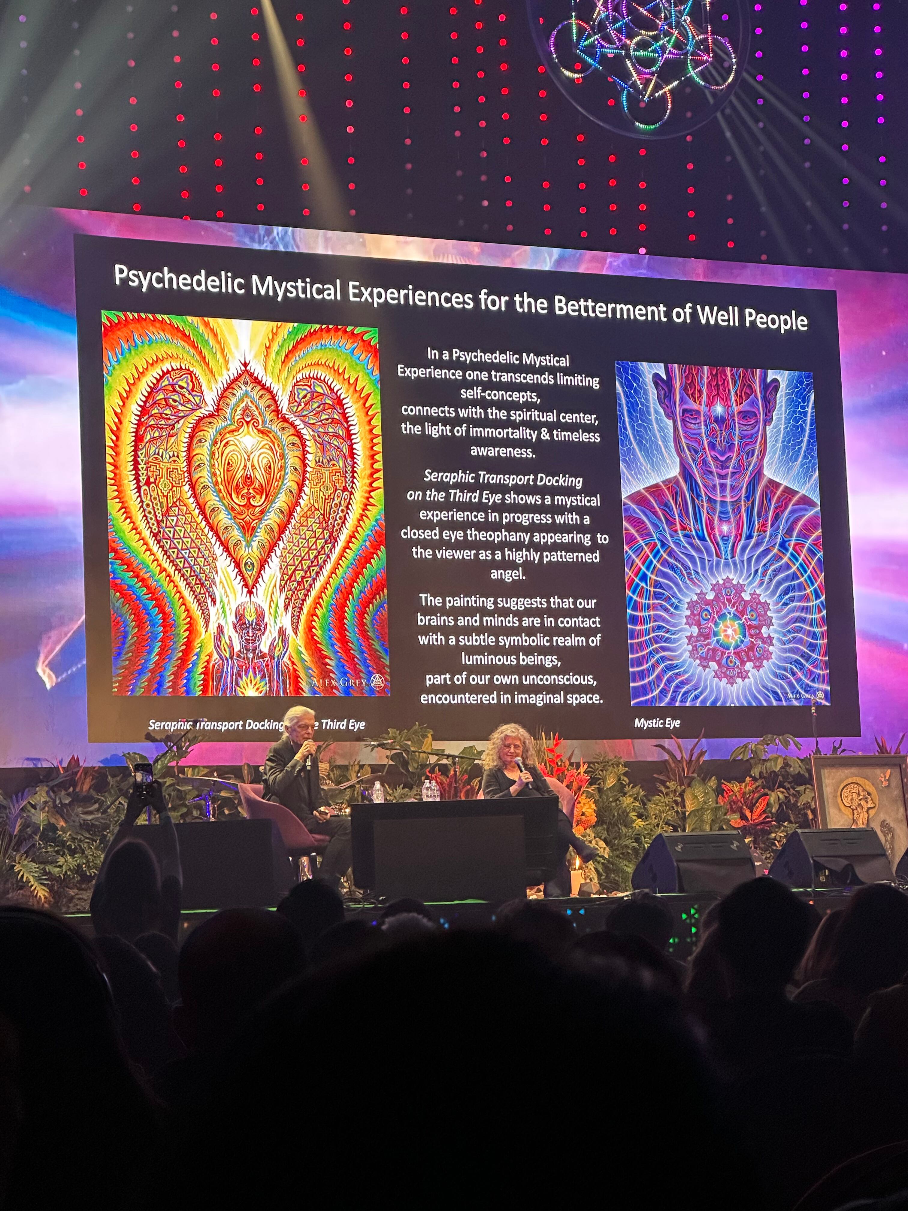 Alex y Allyson Grey compartiendo los aprendizajes que han tenido a lo largo de los años y de estar experimentando juntos su arte