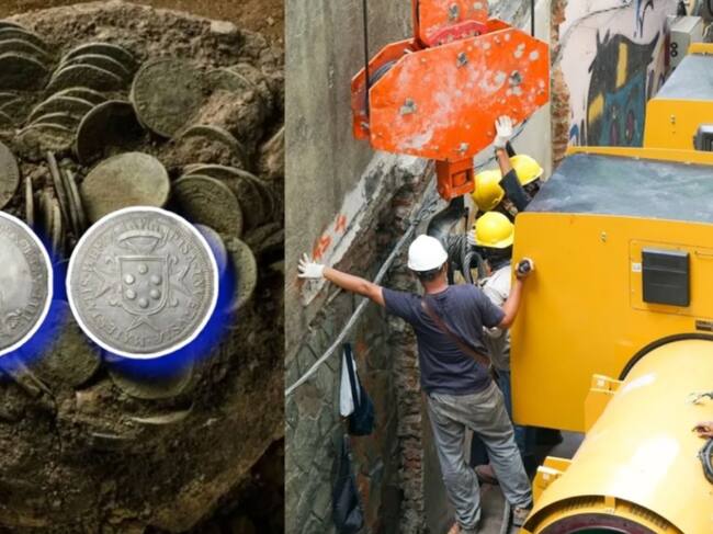 Grupo de albañiles encontraron monedas de plata de más de 400 años.