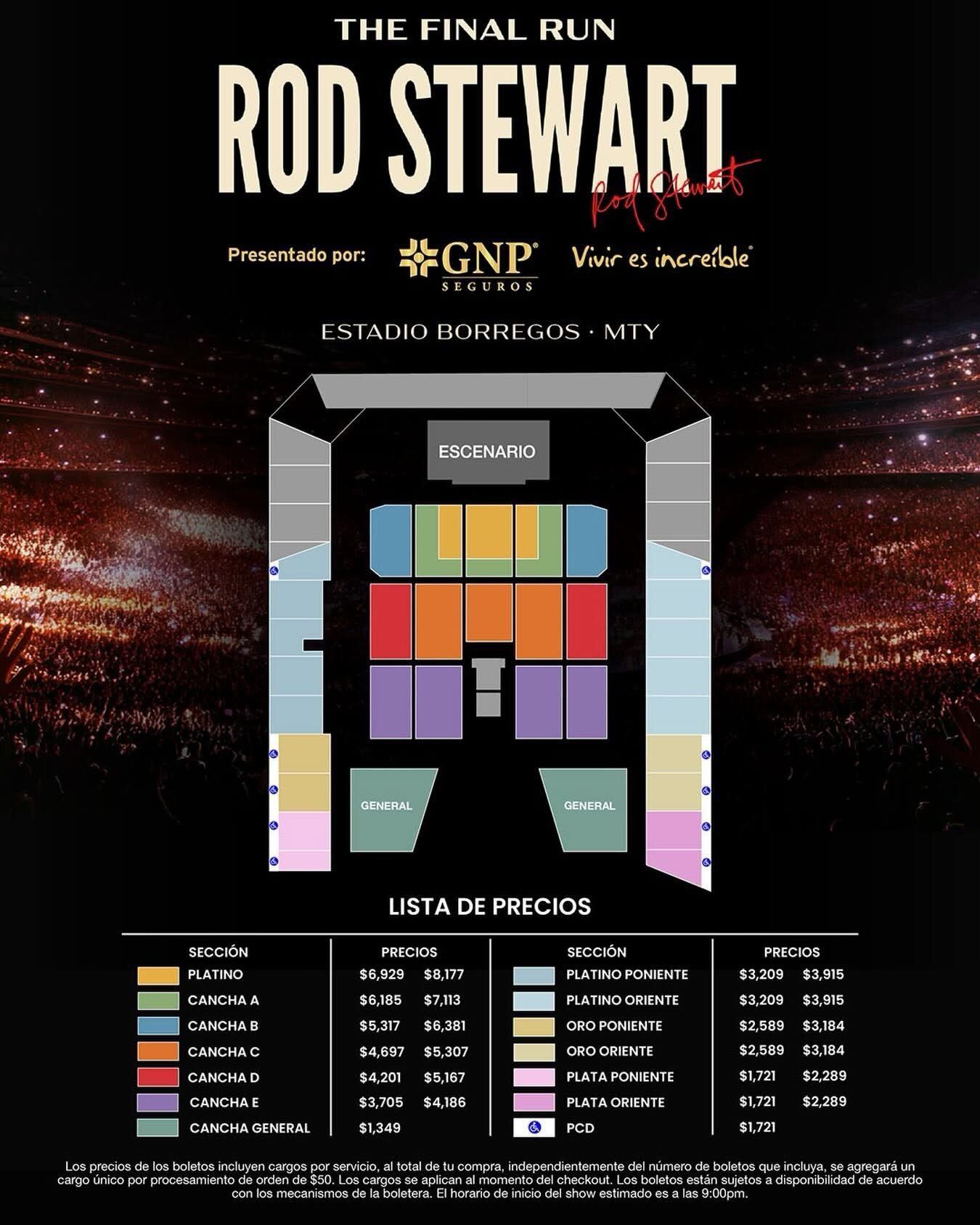 Rod Stewart en México - Mapa MTY