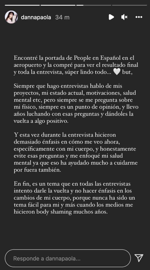 Danna Paola arremete contra revista que habló de su cuerpo