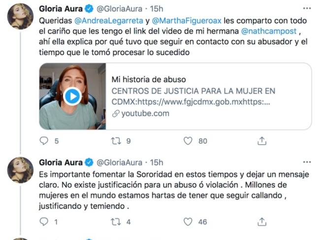 Gloria Aura defiende a su hermana Nath Campos de las declaraciones de Andrea Legarreta, Martha Figueroa y Arath de la Torre