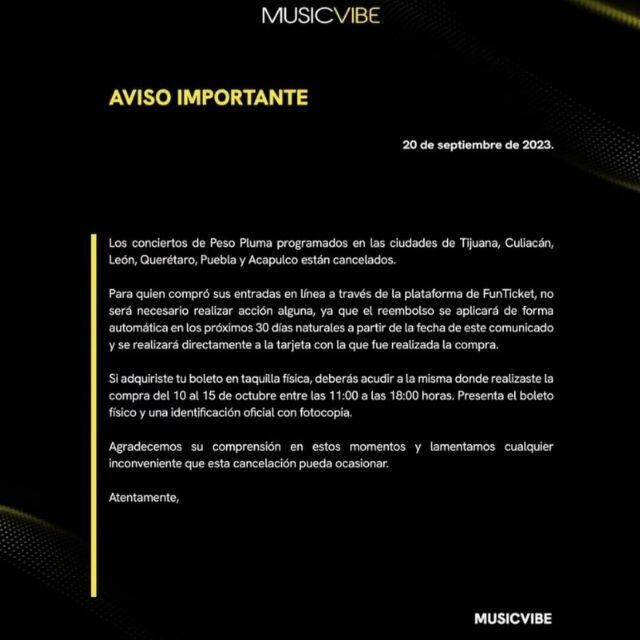 En varias ciudades ya se canceló la presentación de La Doble P