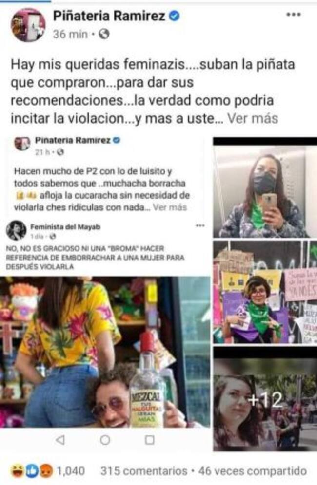 Piñatería hace comentarios en contra de las feministas