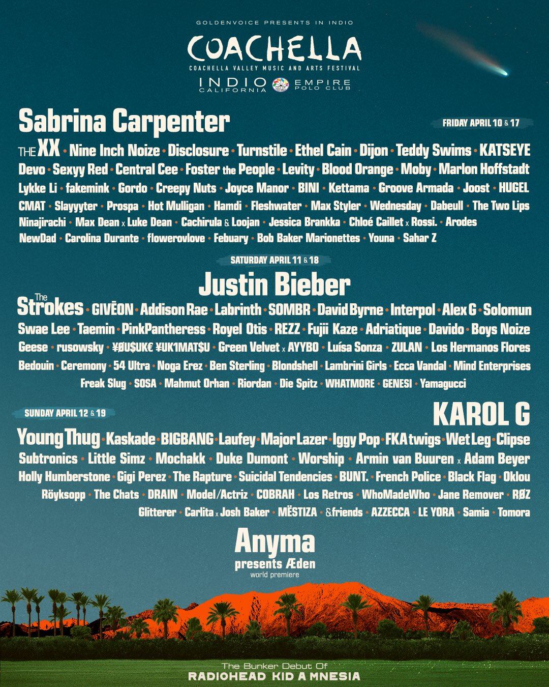 Line Up del Coachella 2026
