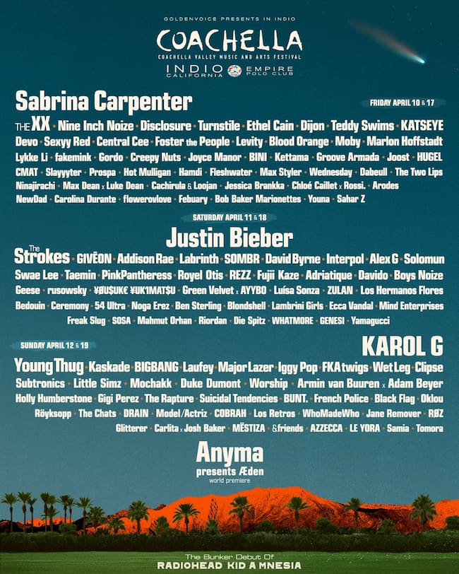 Line Up del Coachella 2026
