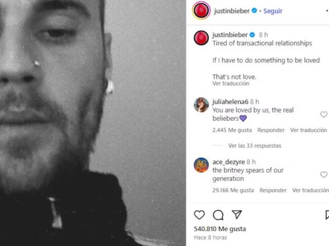 Justin Bieber decepcionado ante las relaciones por interés