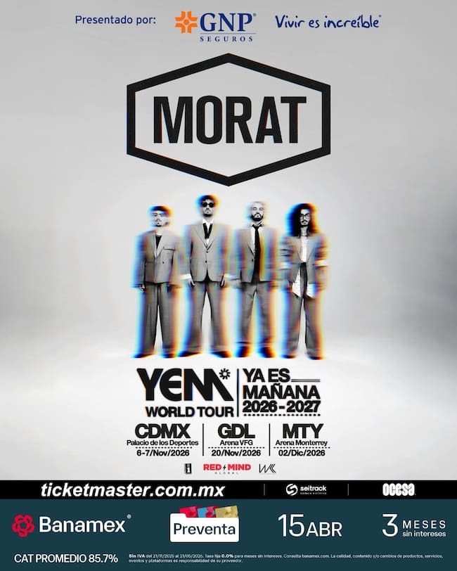 Cártel oficial de la gira de Morat por México en 2026